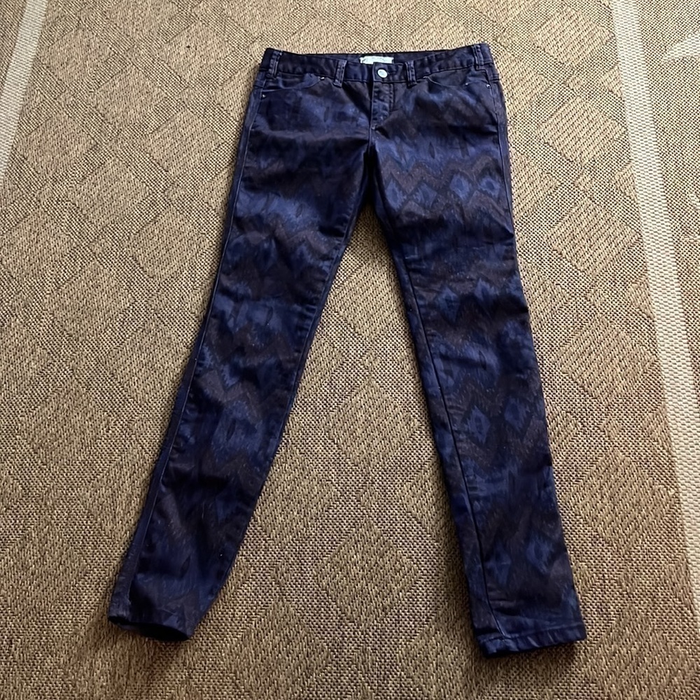 Free People Ikat Purple Aztec Design Skinny Jeans size 28